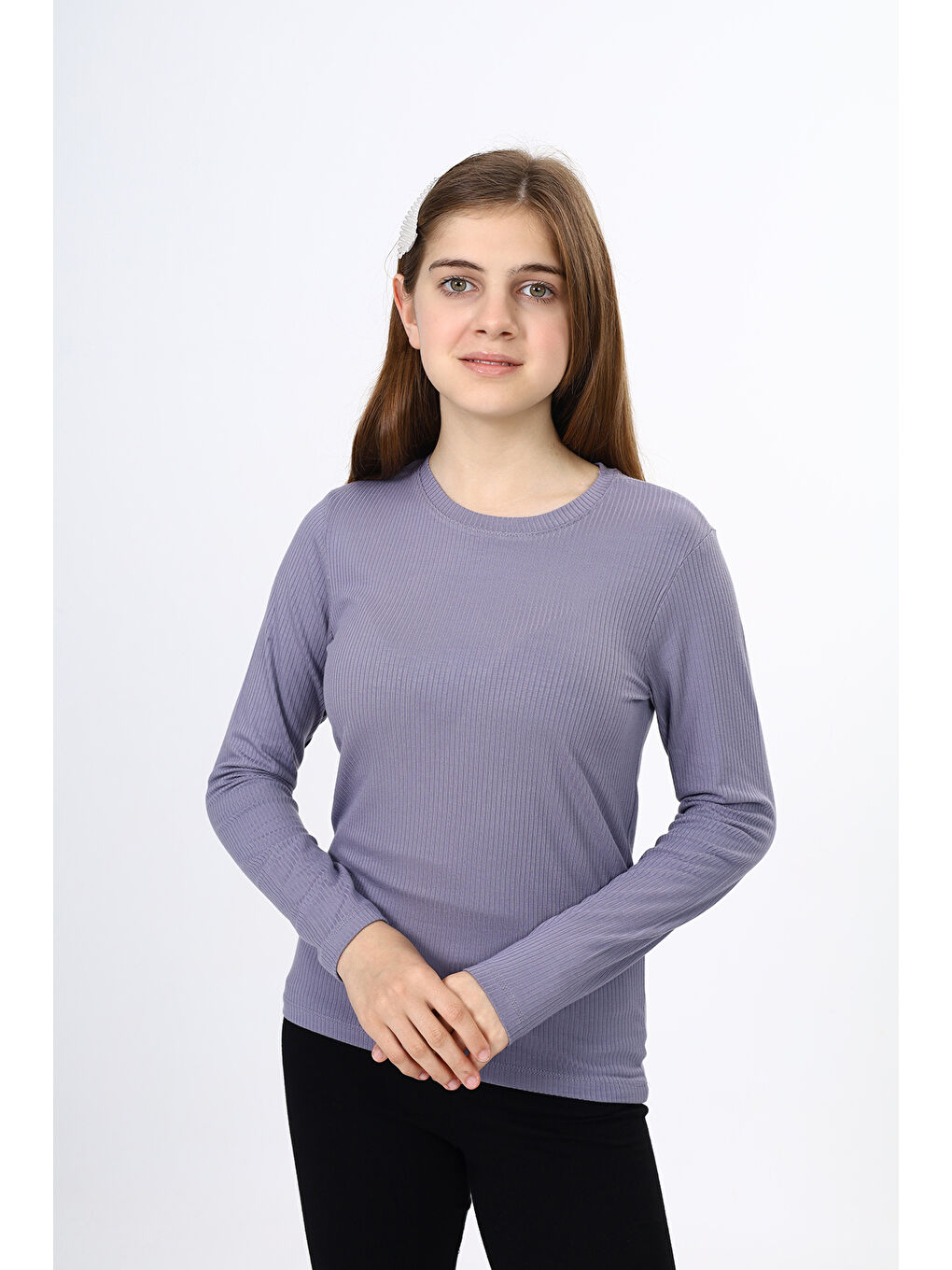 Gri Kız Çocuk Okul Tişört-3