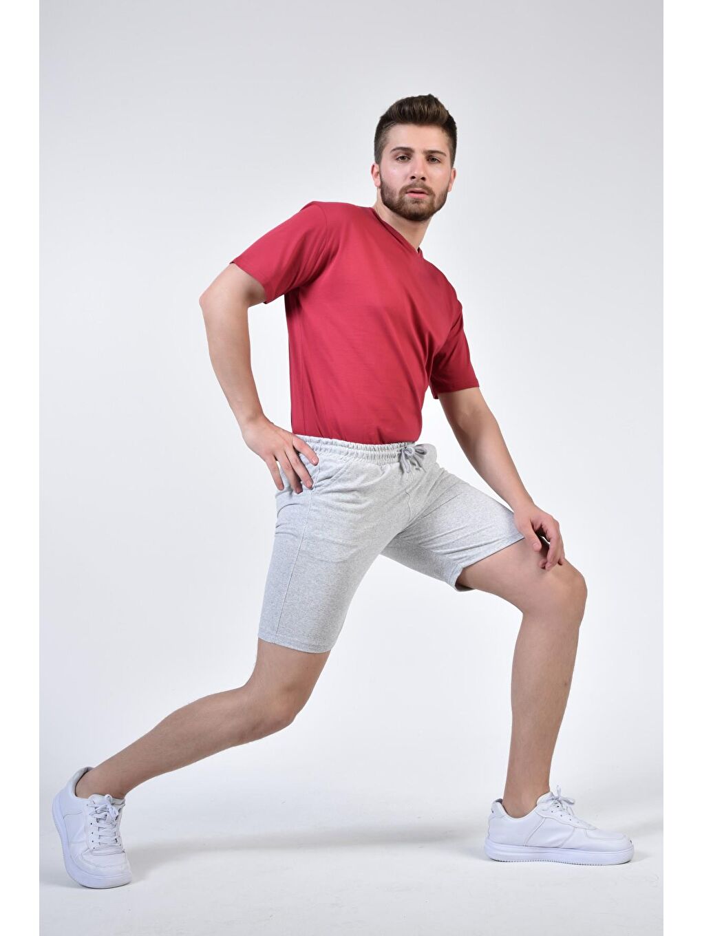 Gri Renkli Basic Erkek Şort-1