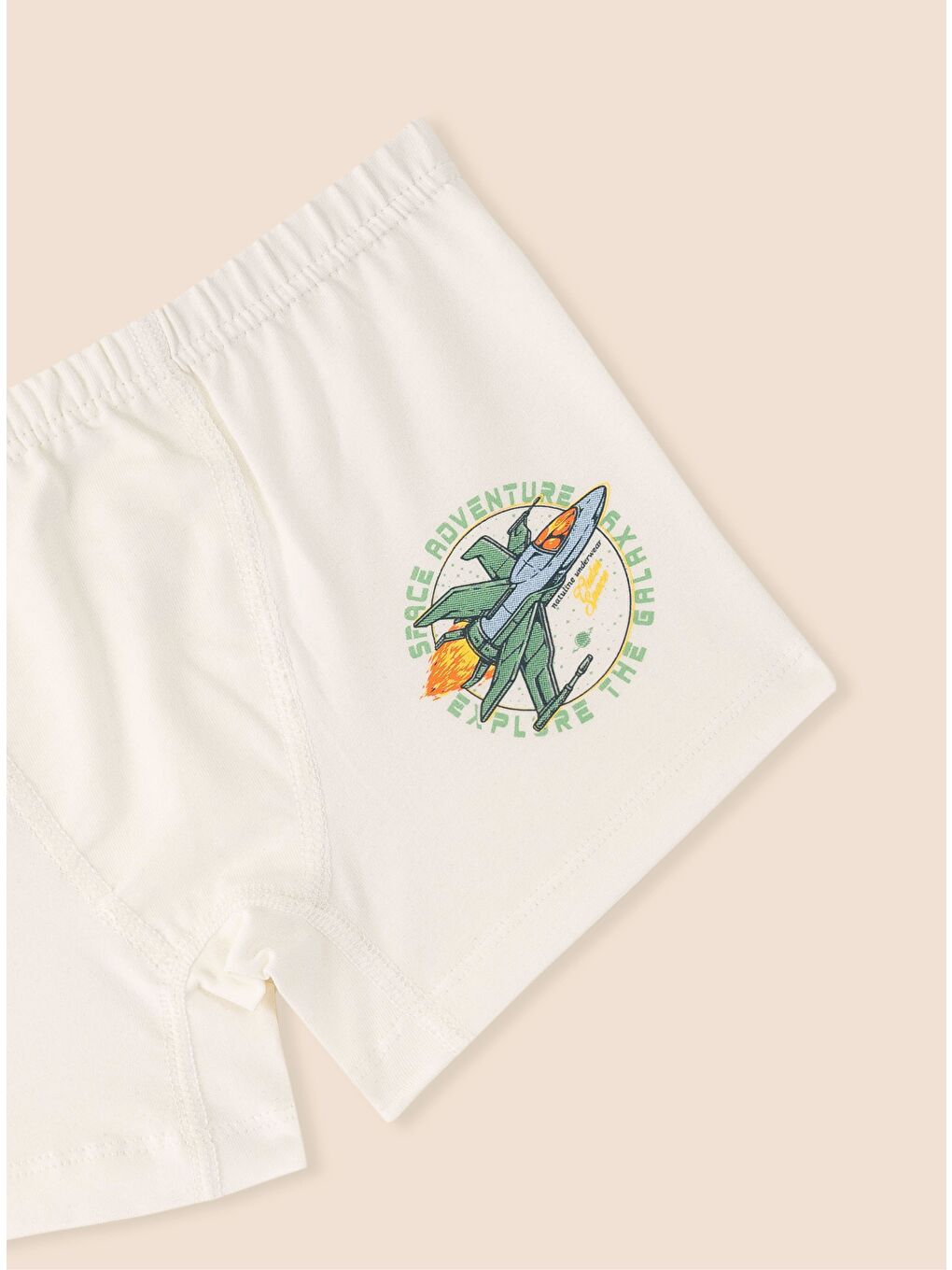 Ekru Erkek Çocuk Organik Pamuklu Elastanlı Boxer Space Adventure 6 lı Paket-2