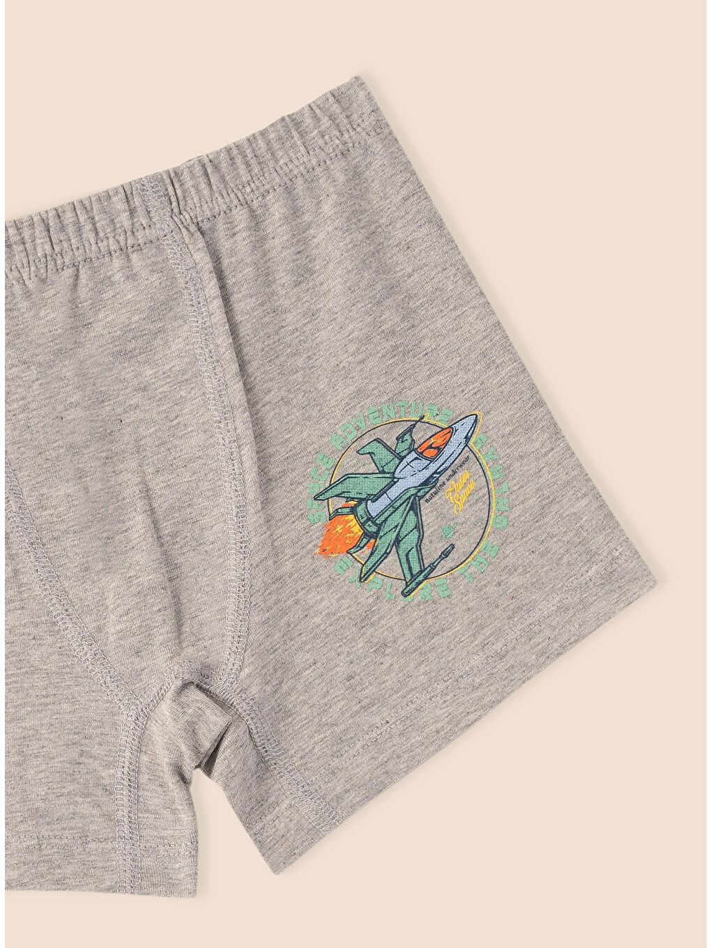 Ekru Erkek Çocuk Organik Pamuklu Elastanlı Boxer Space Adventure 6 lı Paket-7