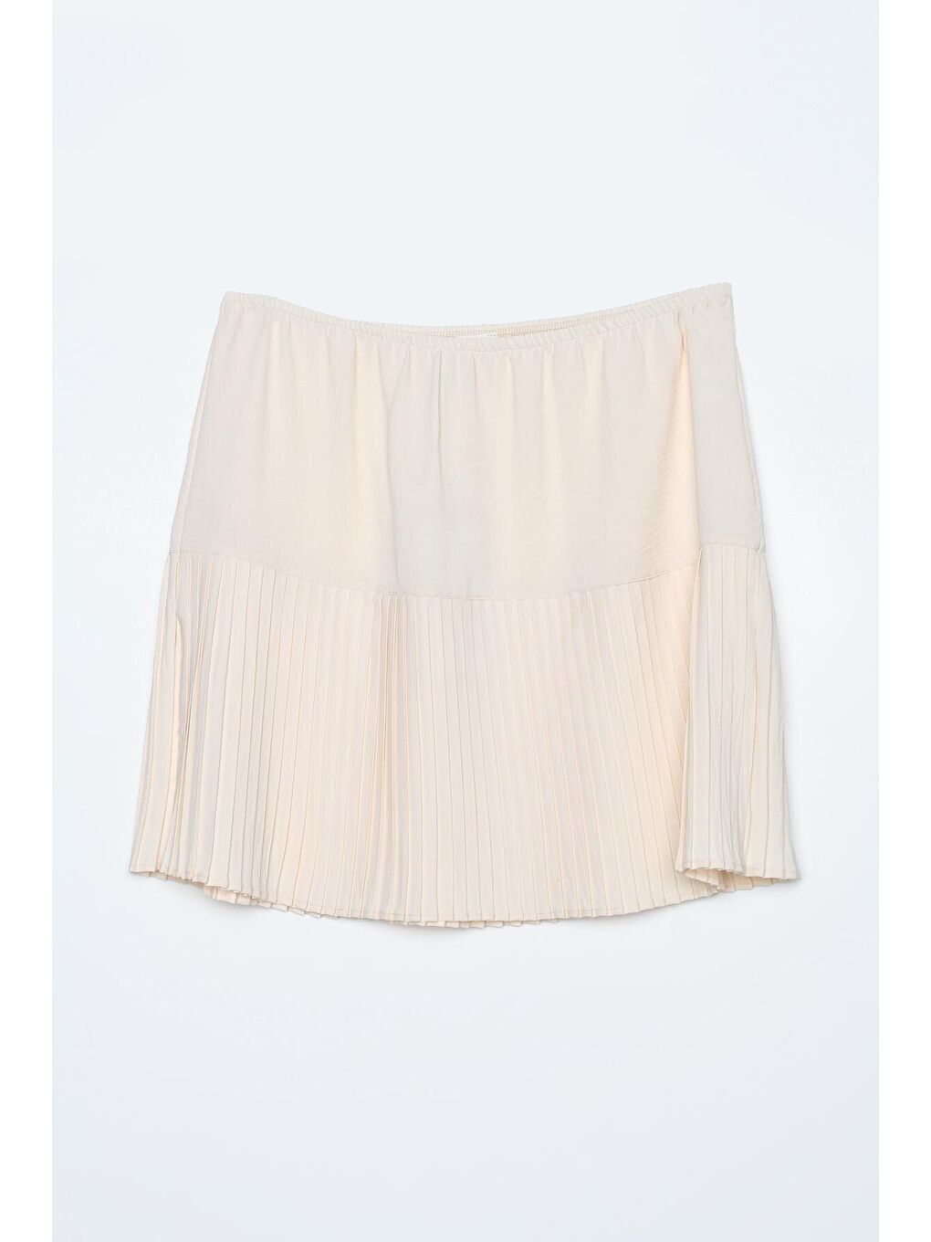 Ekru Pileli Kısa Gömlek Etek-3