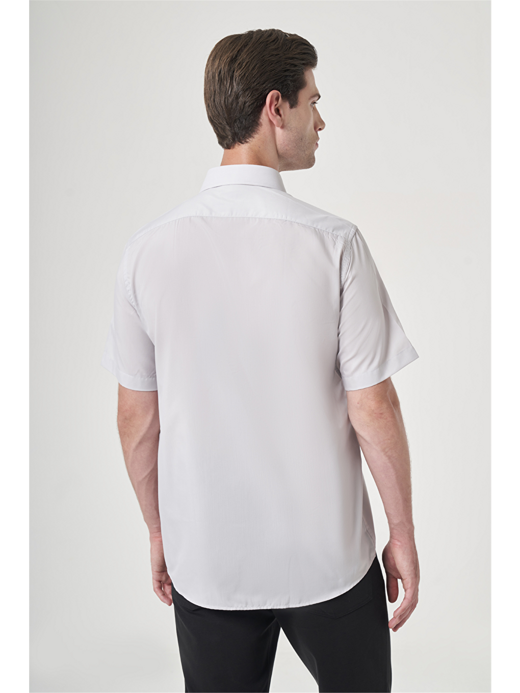 Bej Taş Rengi Sert Yaka Kısa Kol Cepli Comfort Fit Pamuklu Gömlek 1004260258-4