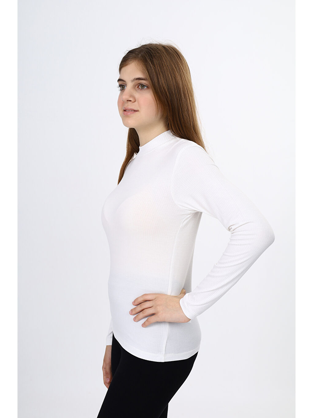 Ekru Kız Çocuk Okul Tişört-2