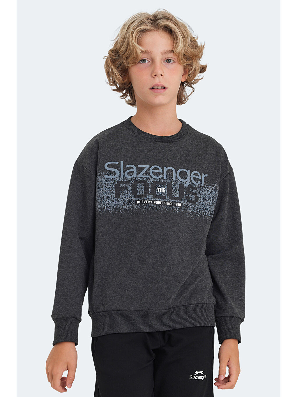 SLAZENGER LAST Unisex Çocuk Sweatshirt Koyu Gri