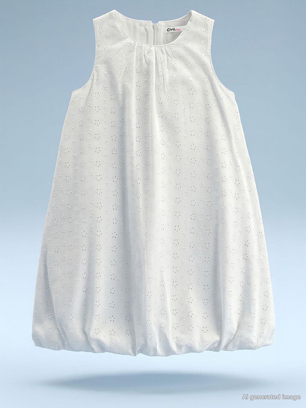 Girls Balon Etekli 6-9 Yaş Elbise - Kırık Beyaz