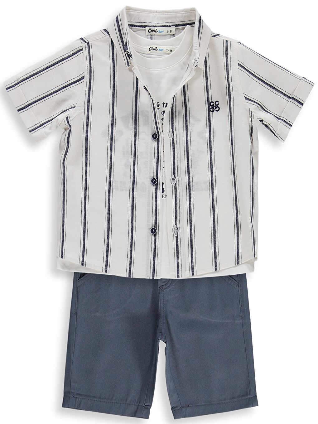 İndigo Boys Erkek Çocuk Şortlu 3'lü 2-5 Yaş Takım - Mavi 2-3 Yaş