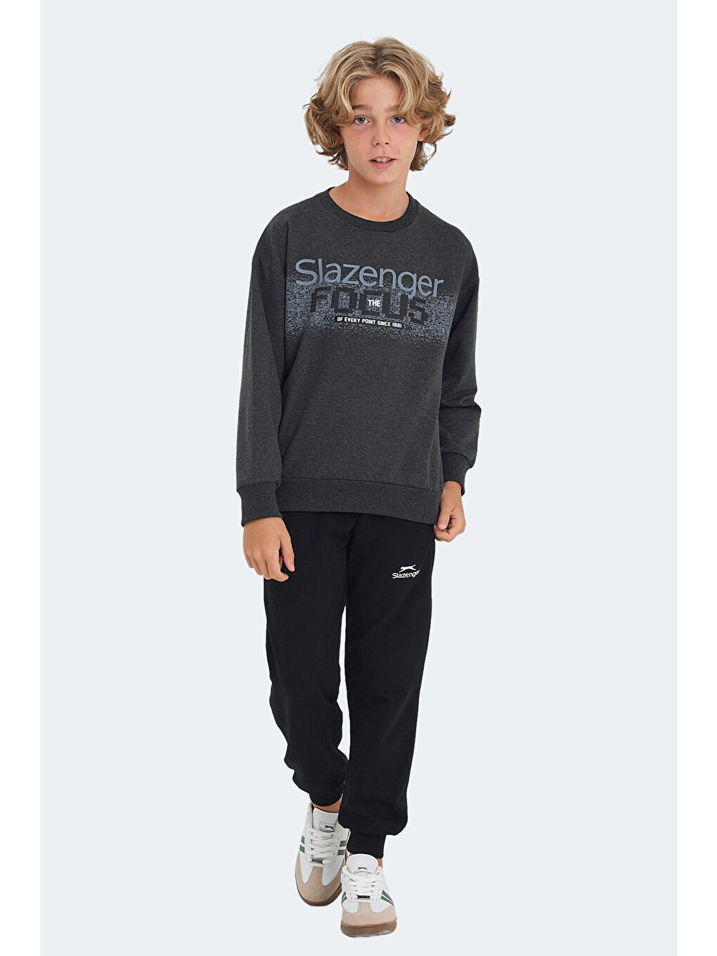 SLAZENGER LAST Unisex Çocuk Sweatshirt Koyu Gri - 6
