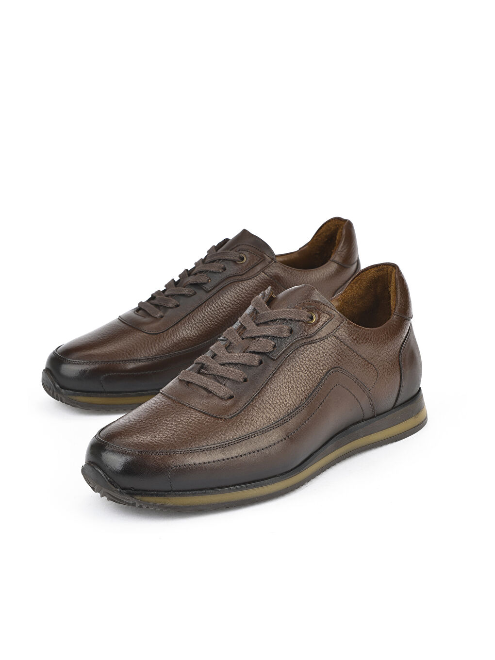 Kahverengi Erkek Hakiki Deri Büyük Numara Ayakkabı 151745Z0828B Kahve-4