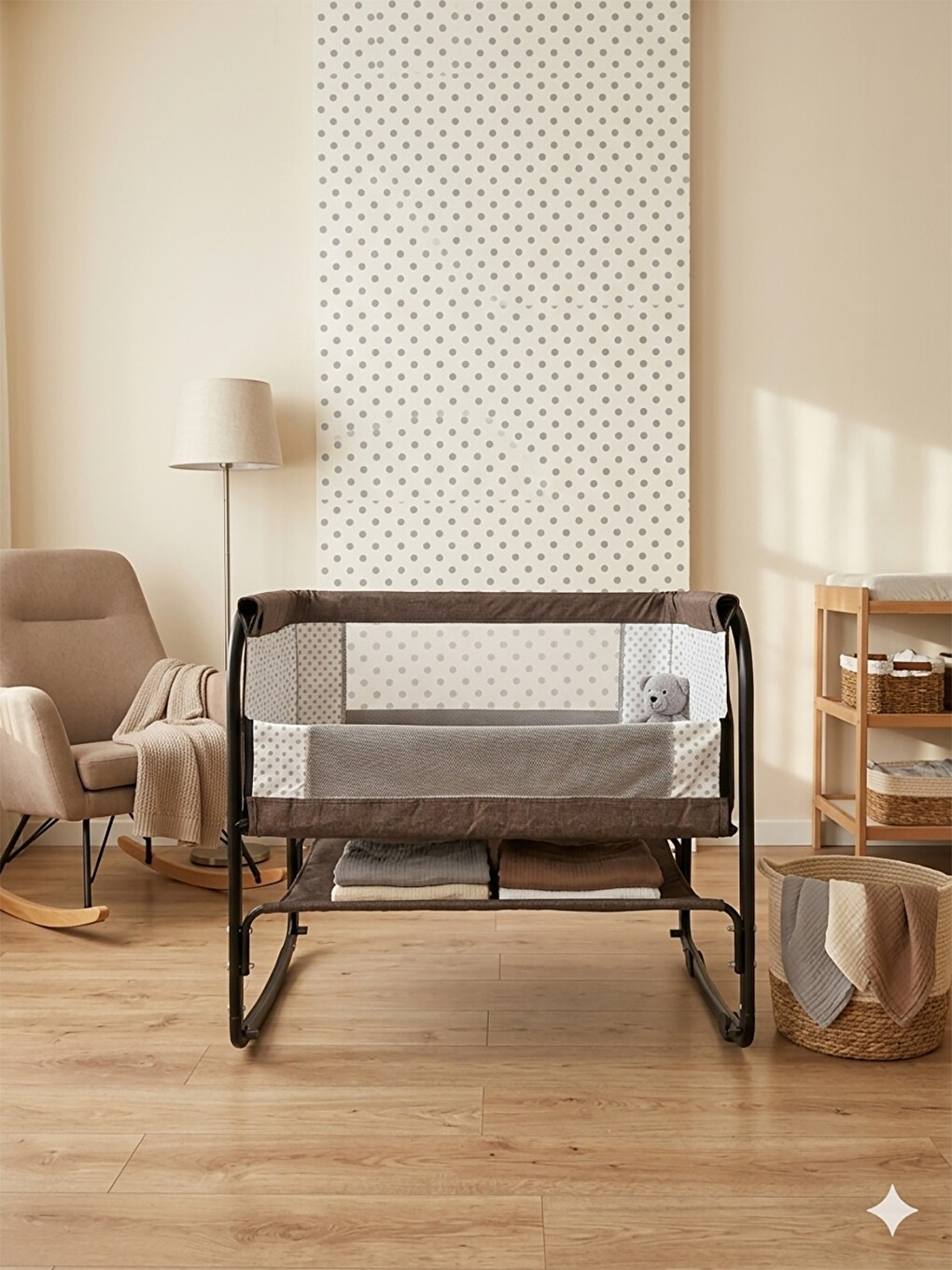 Sedef Anne Yanı Bebek Beşiği 50x90 Cm - Kahverengi-4