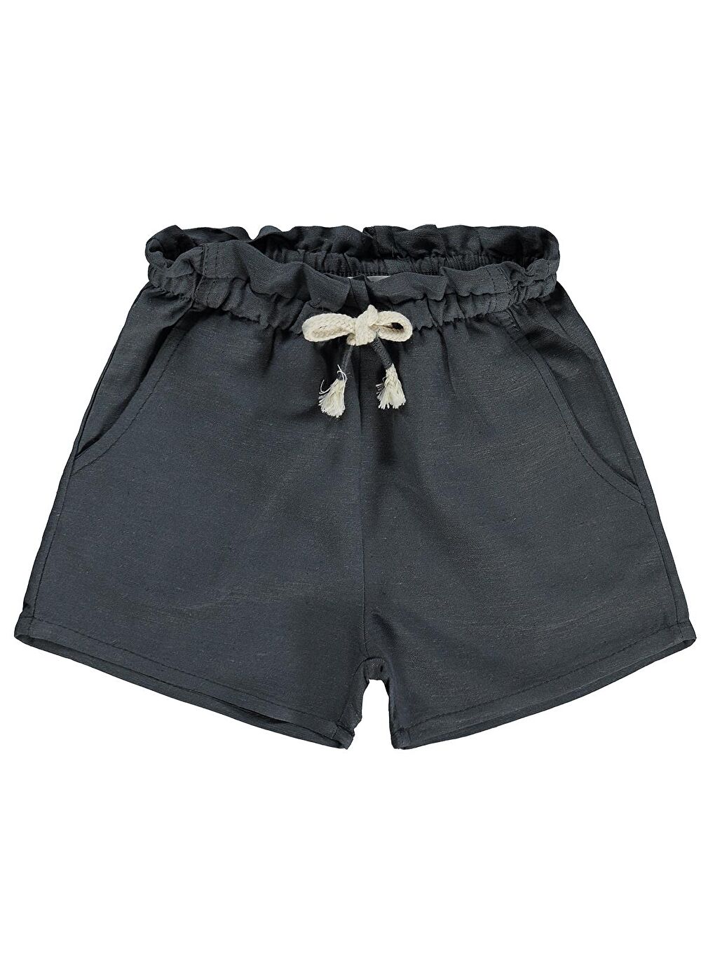 Antrasit Girls Beli Lastikli Cepli 2-5 Yaş Şort - Gri