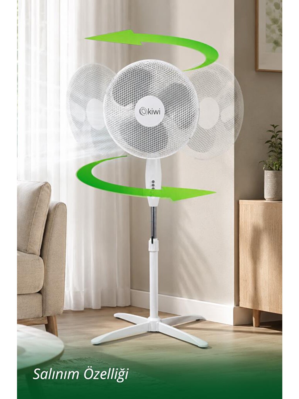KFAN-7417L Standlı Vantilatör | 3 Kademe & Salınım & 70 cm Stabil Taban BEYAZ-1