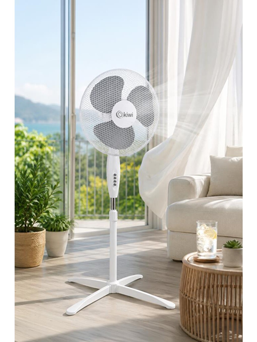 KFAN-7417L Standlı Vantilatör | 3 Kademe & Salınım & 70 cm Stabil Taban BEYAZ-4