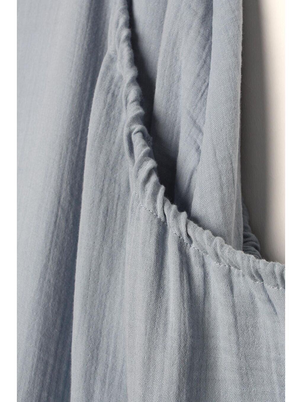 Mavi %100 Pamuk Yanları Büzgü Detaylı Kloş Etek-4