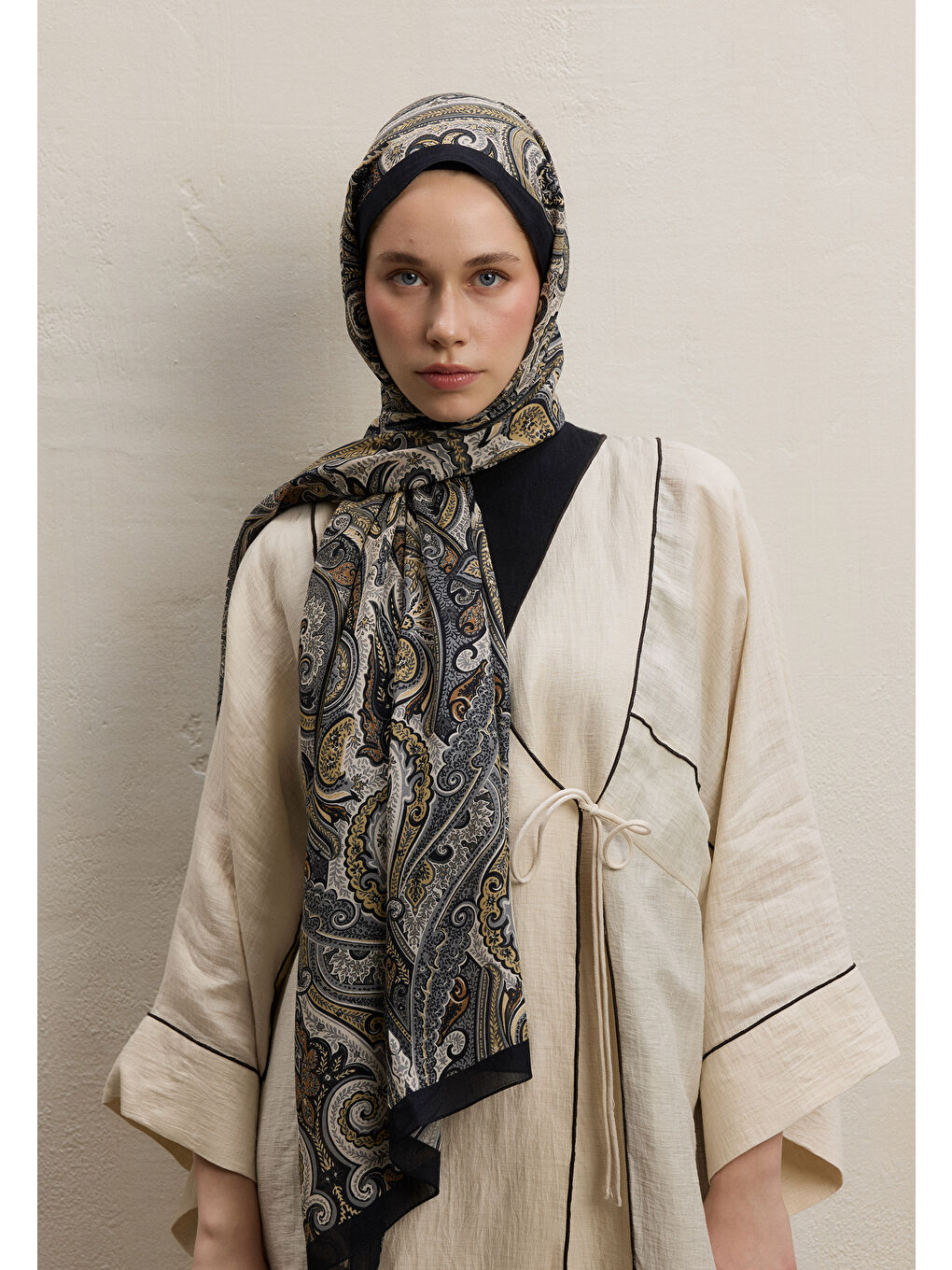 Ember Desen Şal Siyah-1
