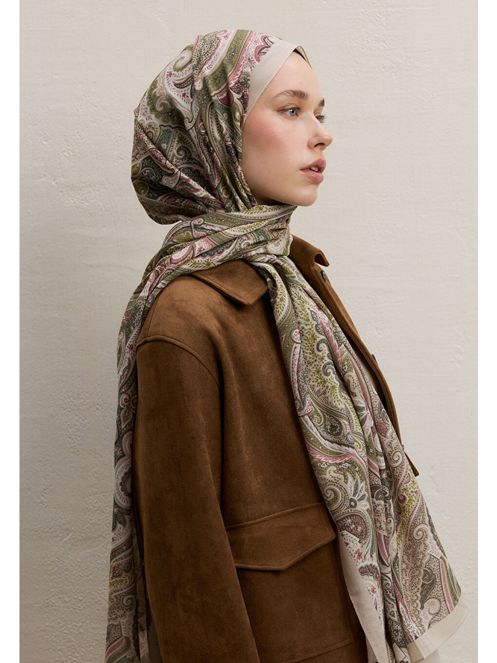 Ember Desen Şal Bej-1