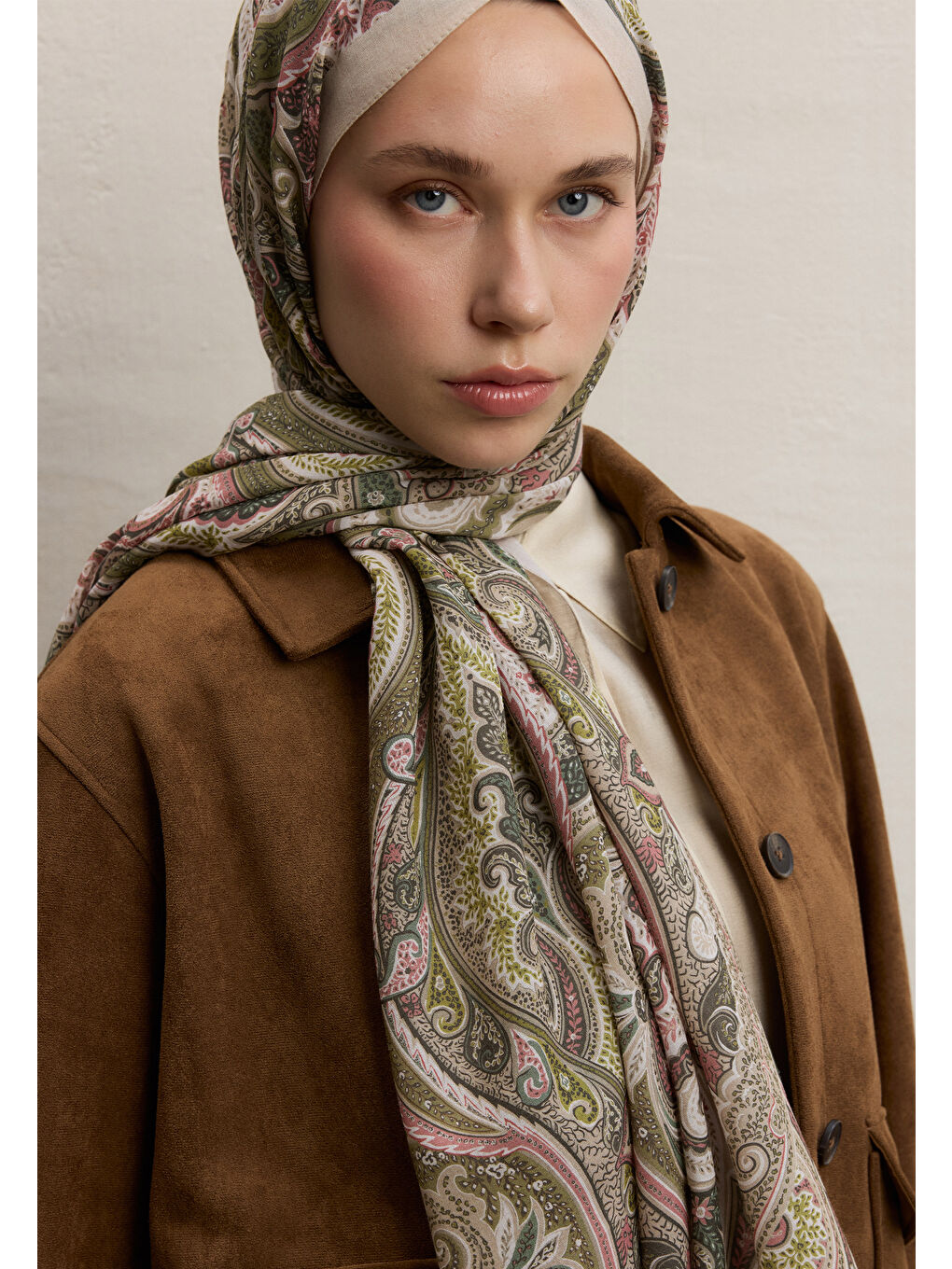 Ember Desen Şal Bej-2