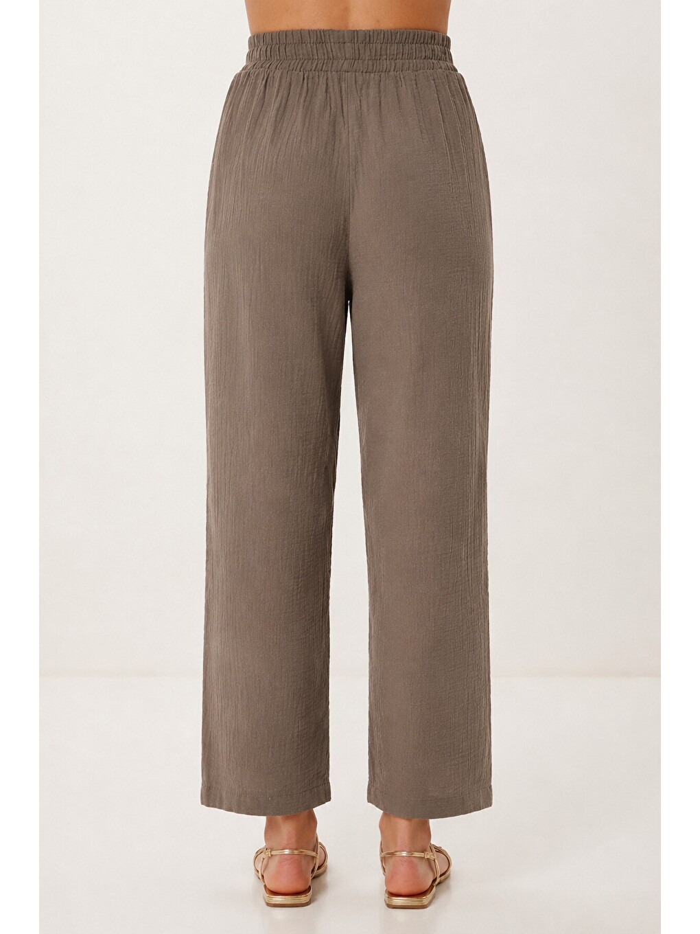Bej Oversize Müslin Gömlek Pantolon Takım Vizon Lsa0014-4