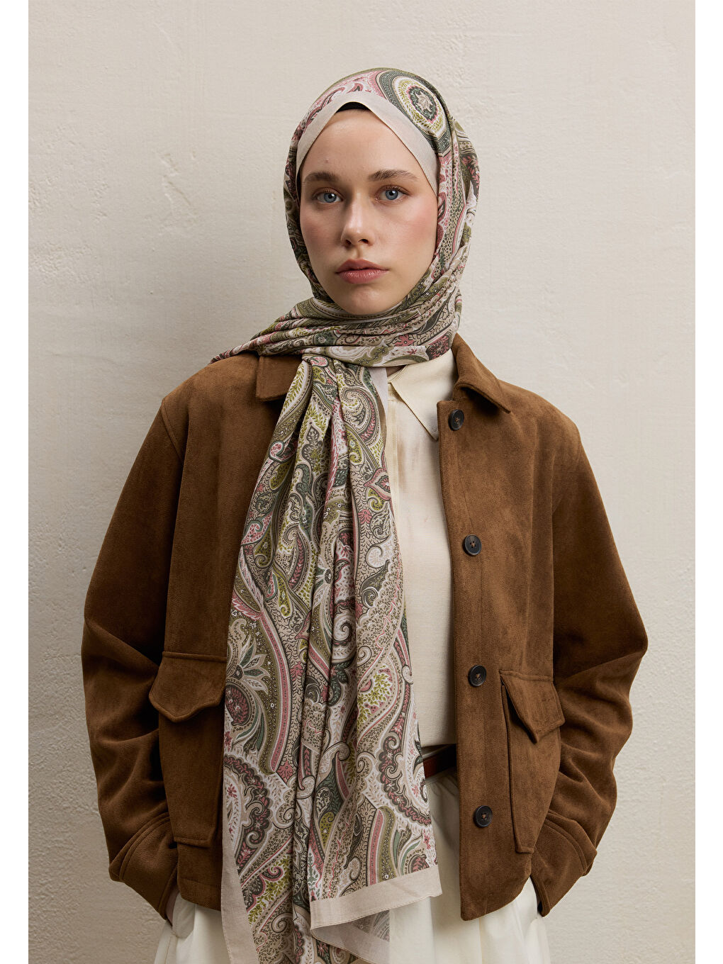 Ember Desen Şal Bej-3