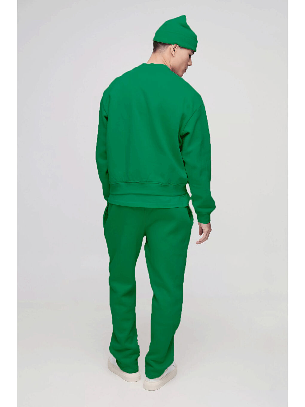 Yeşil İçi Polarlı 3 İplik Kalın Brooklyn Baskılı Erkek Eşofman Altı SPR25EA70-1