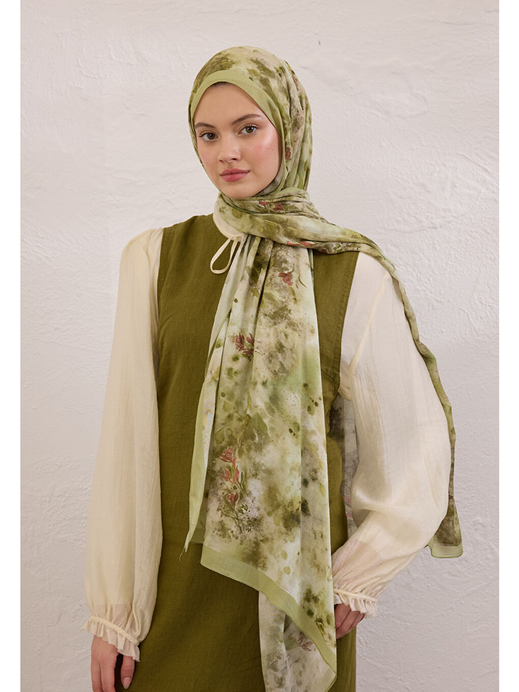 Naomı Desen Rami Şal Soft Yeşil-1