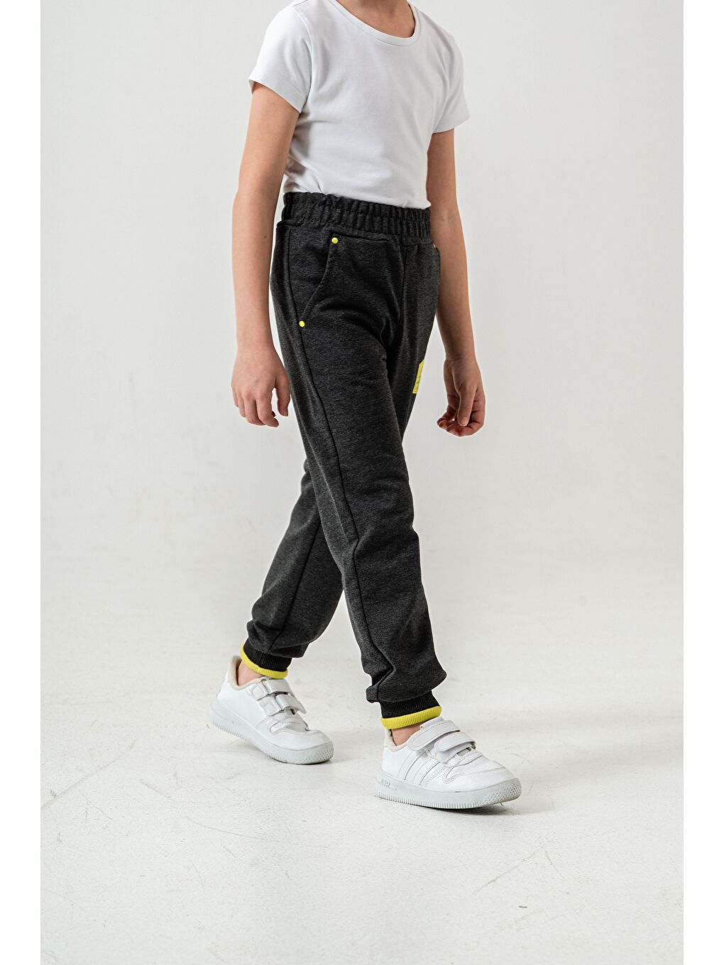 Antrasit Super Fast Baskılı Cep Kenarı Rivetli Erkek Çocuk Eşofman Altı-5