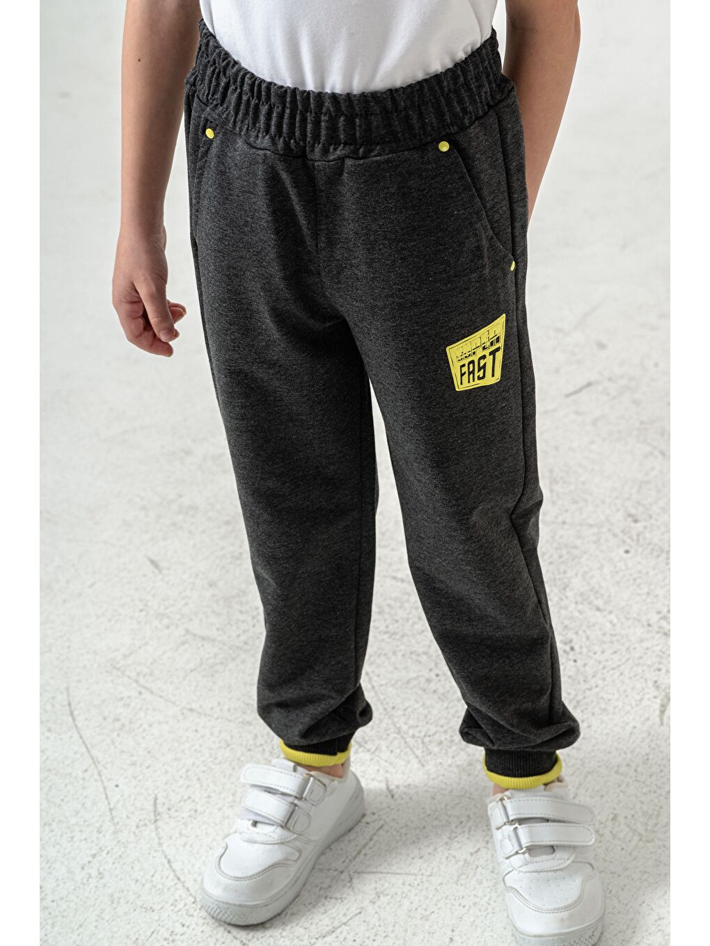 Antrasit Super Fast Baskılı Cep Kenarı Rivetli Erkek Çocuk Eşofman Altı-7