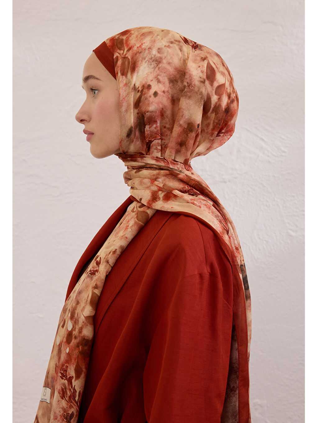 Kahverengi Naomı Desen Rami Şal Kiremit-2