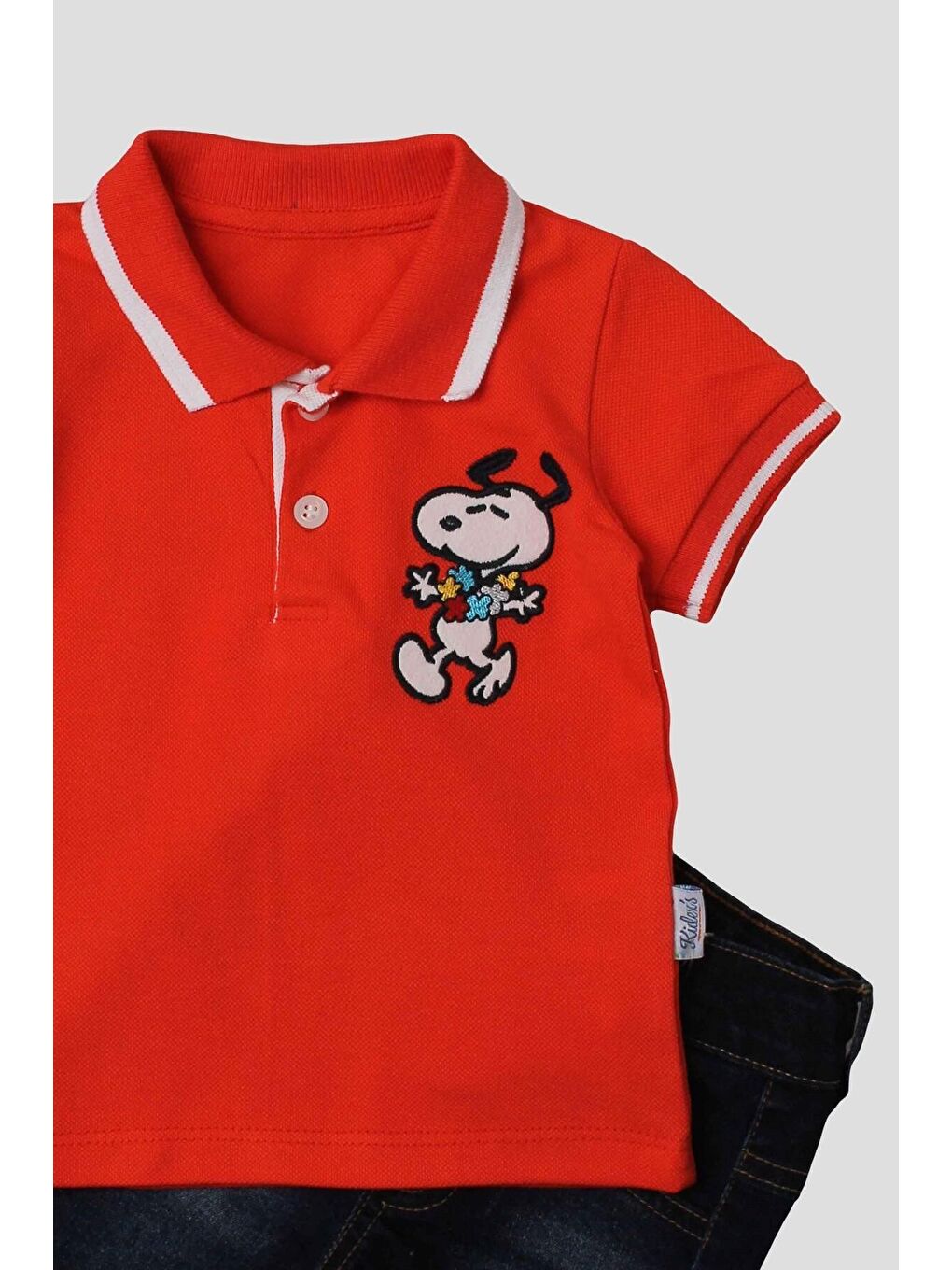 Turuncu Erkek bebek pamuklu polo takım pantolon üst ikili takım-3