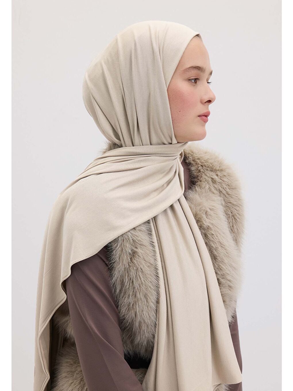 Beyaz Bambu Penye Şal İnci-1