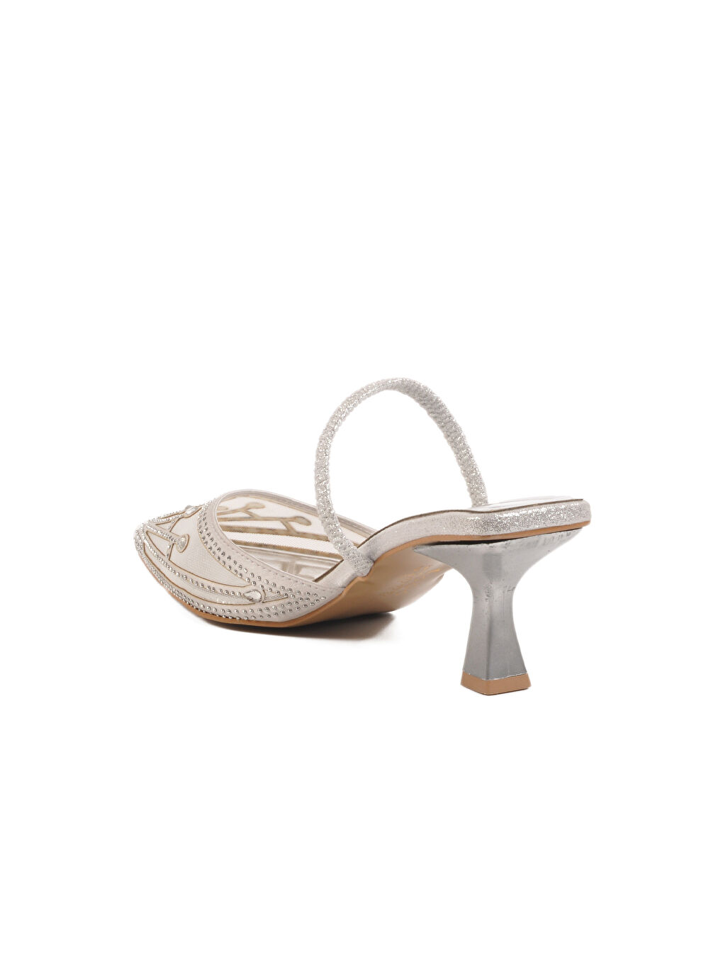 Gri Gümüş İnce Topuklu Kadın Abiye Ayakkabı Florin T-100 Z-3