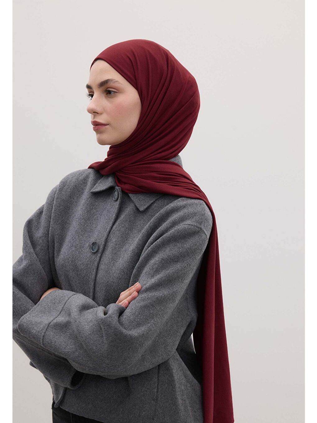 Bambu Penye Şal Koyu Bordo