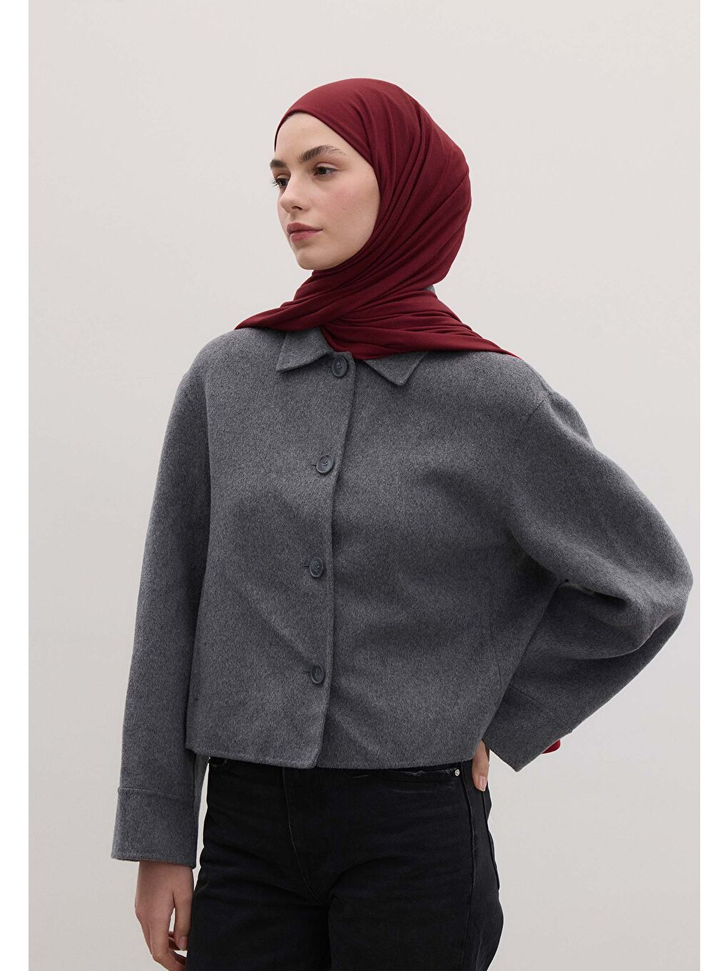 Bambu Penye Şal Koyu Bordo-2