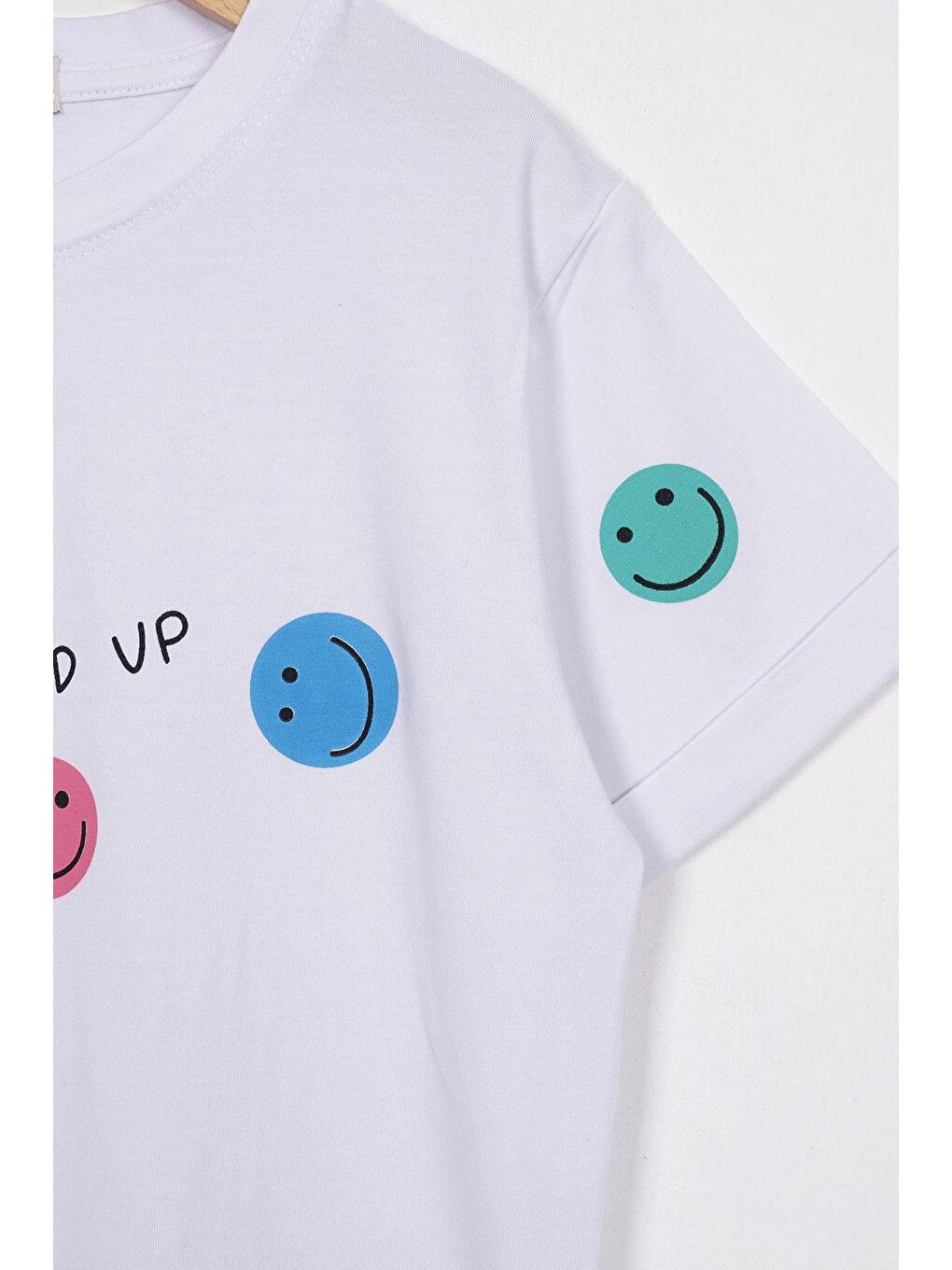 Smile Baskılı Beyaz Renk Kız Çocuk Tshirt-1