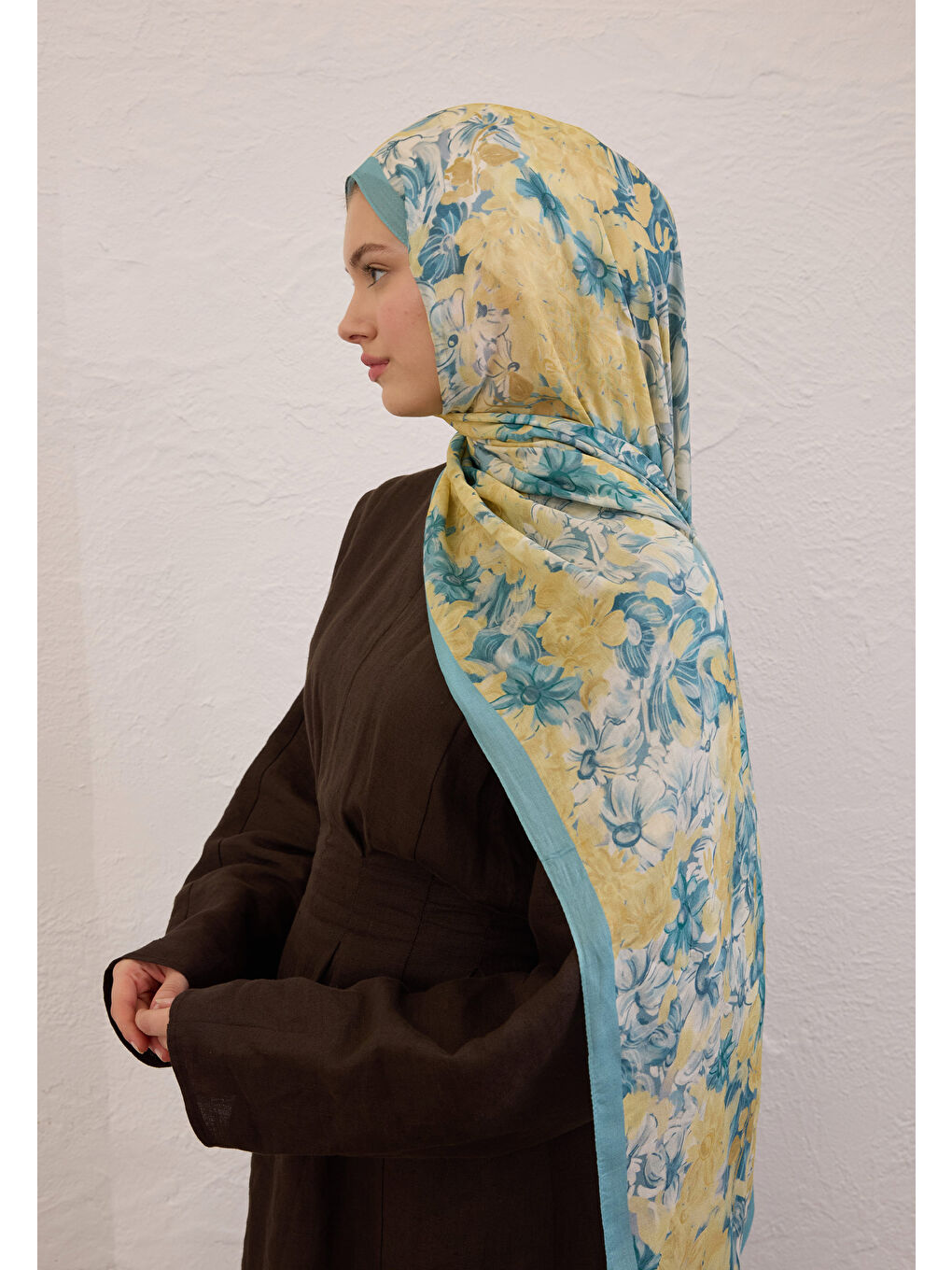 Summer Bloom Desen Rami Şal Soft Mavi-2