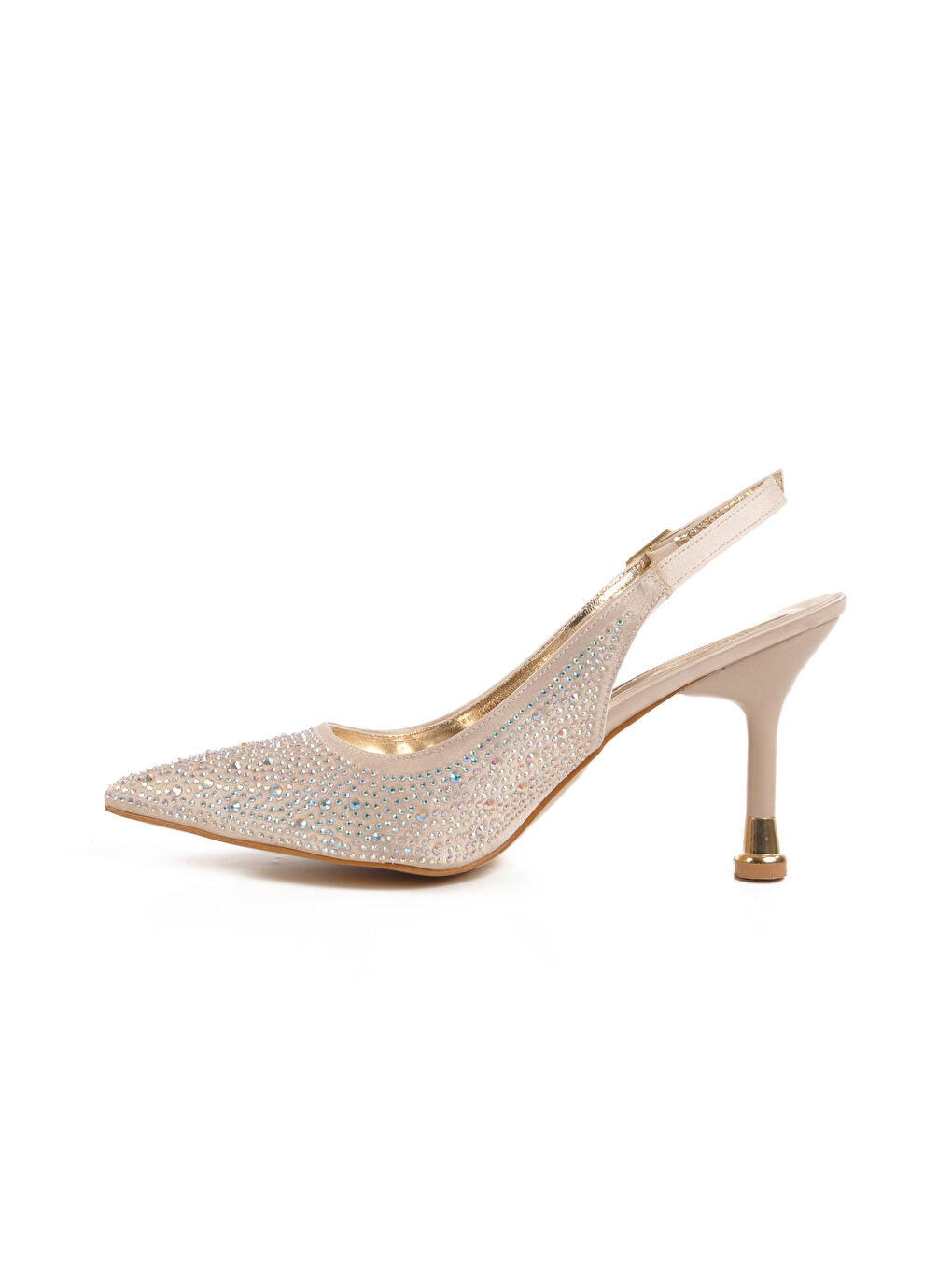 Sarı Altın Taş İşlemeli Kadın Abiye Ayakkabı Florin T-101 Z-1