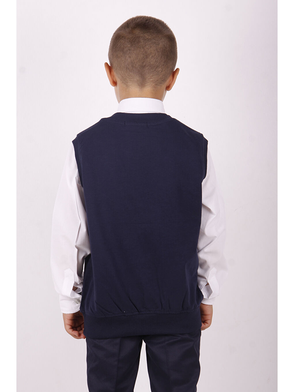 Lacivert Erkek Çocuk Düğmeli Okul Yelek-1