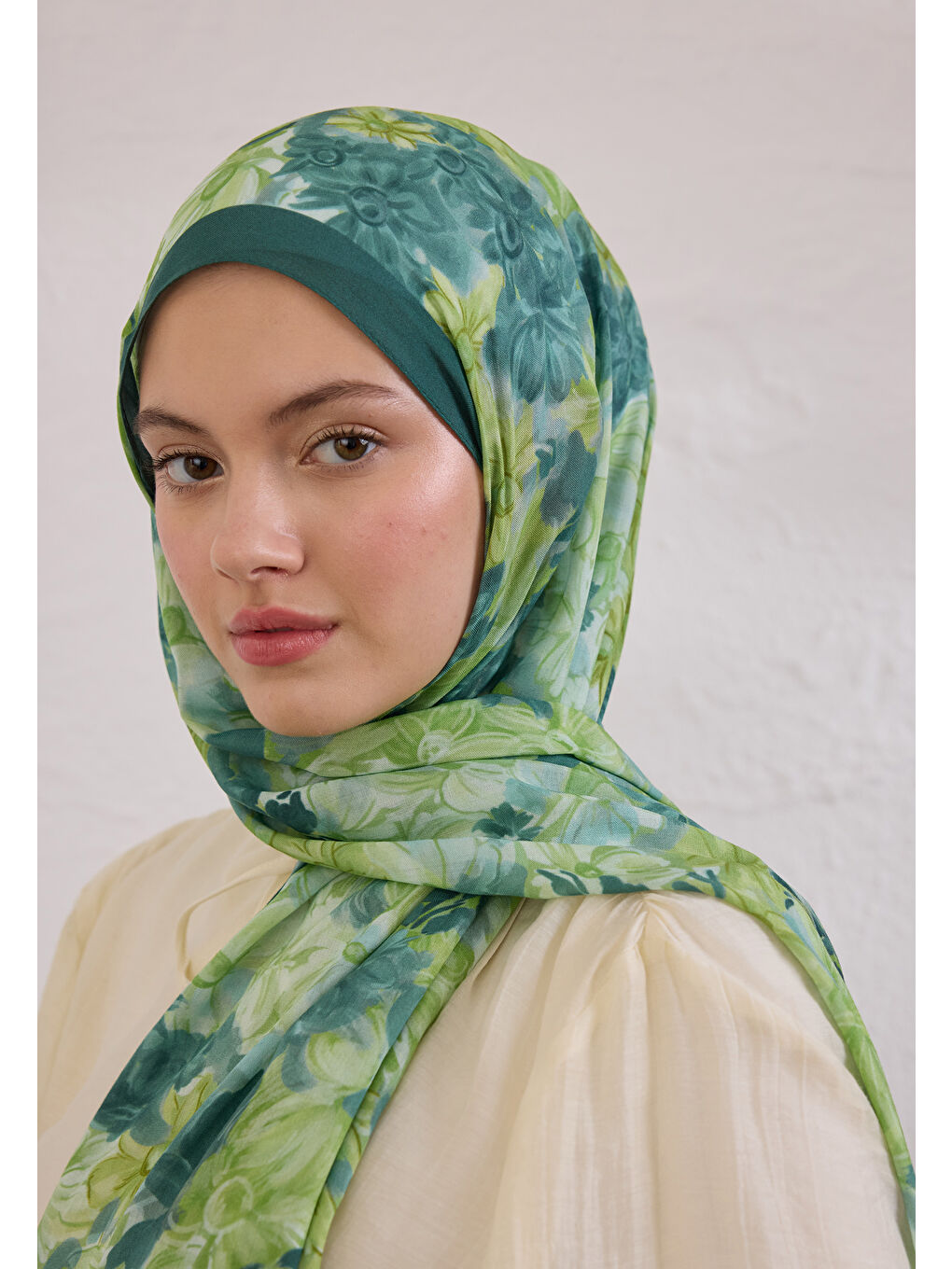 Summer Bloom Desen Rami Şal Çam Yeşili-3
