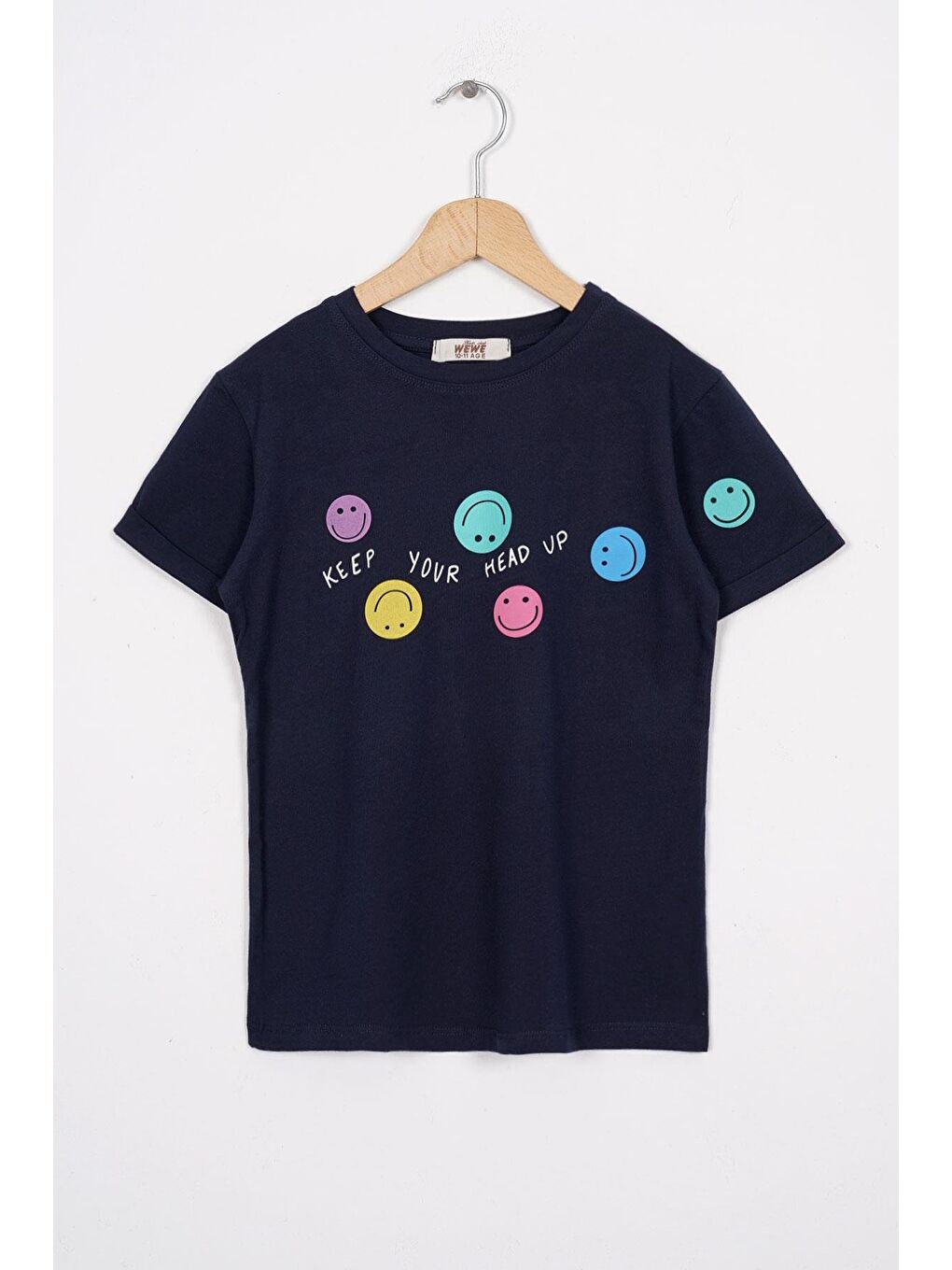 Zepkids Smile Baskılı Lacivert Renk Kız Çocuk Tshirt