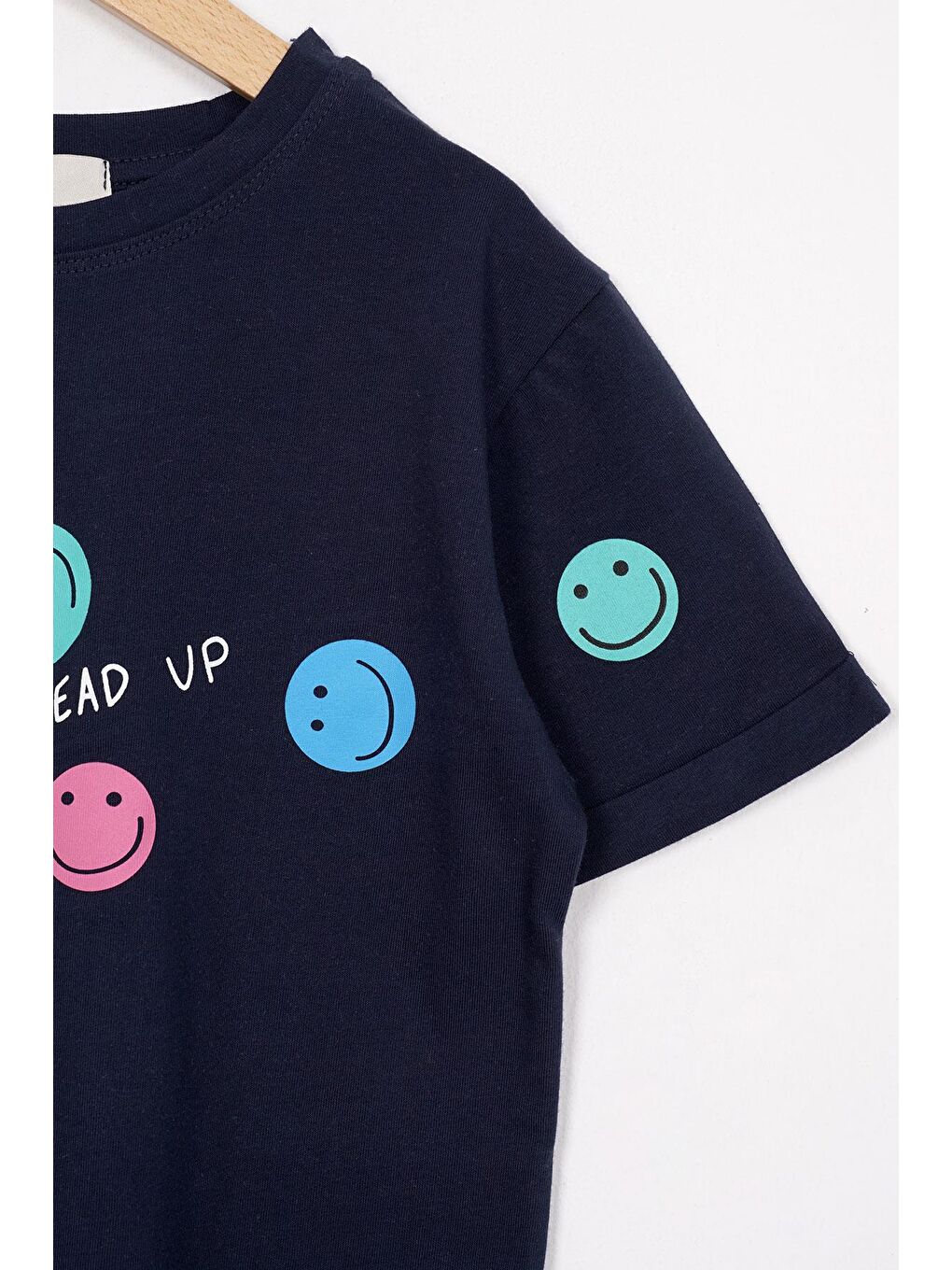 Zepkids Smile Baskılı Lacivert Renk Kız Çocuk Tshirt - 1
