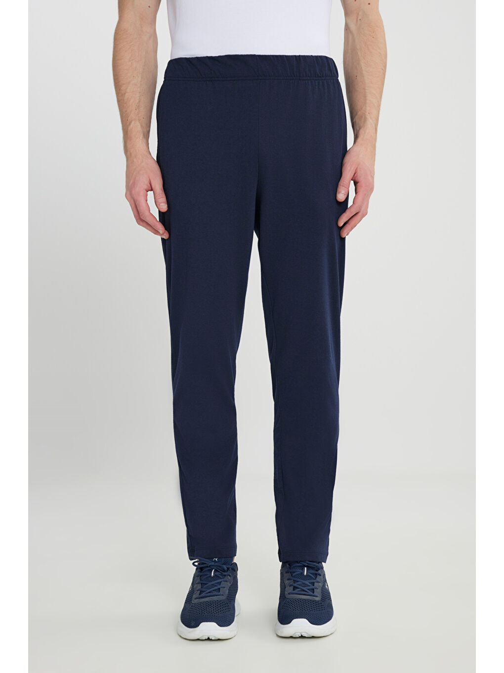 Erkek Lacivert Pamuklu Standart Fit Normal Kesim Beli Lastikli Cepli Pijama Altı