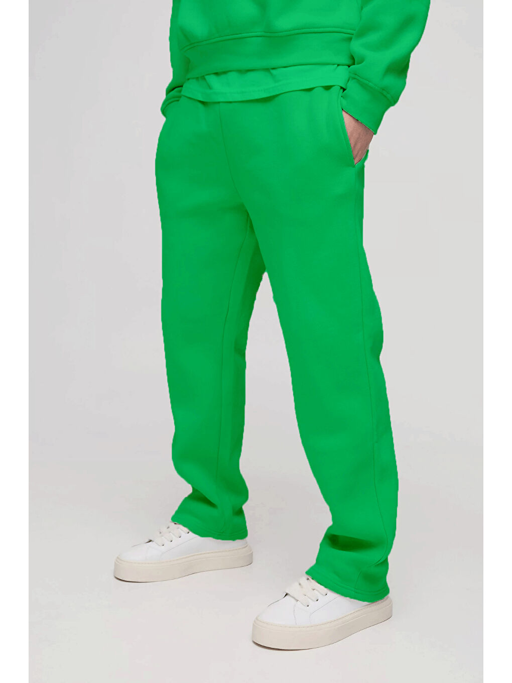 Yeşil İçi Polarlı 3 İplik Kalın Erkek Eşofman Altı SPR25EA95