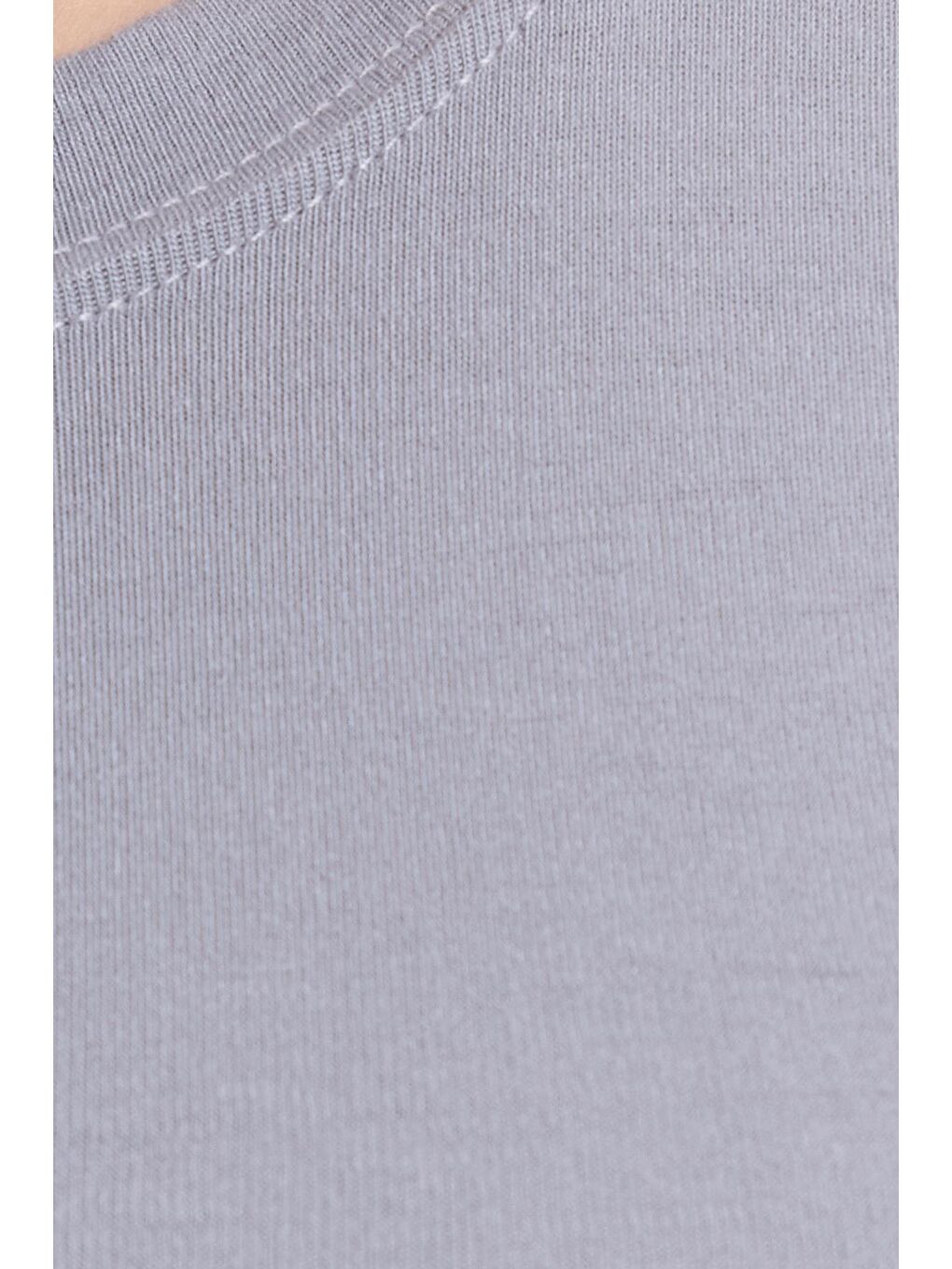 Kadın Regular Fit Klasik Kesim Bisiklet Yaka Viskon Kumaş Ultra Soft Gri Tişört-5