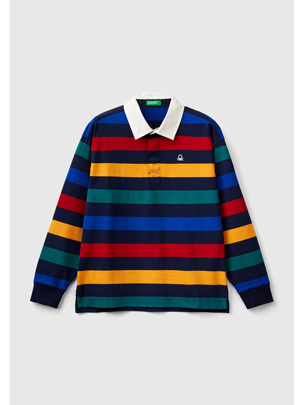 United Colors Of Benetton Siyah Erkek Çocuk Koyu Renkli Mix Göğsü Logolu Çizgi Desenli Sweatshirt