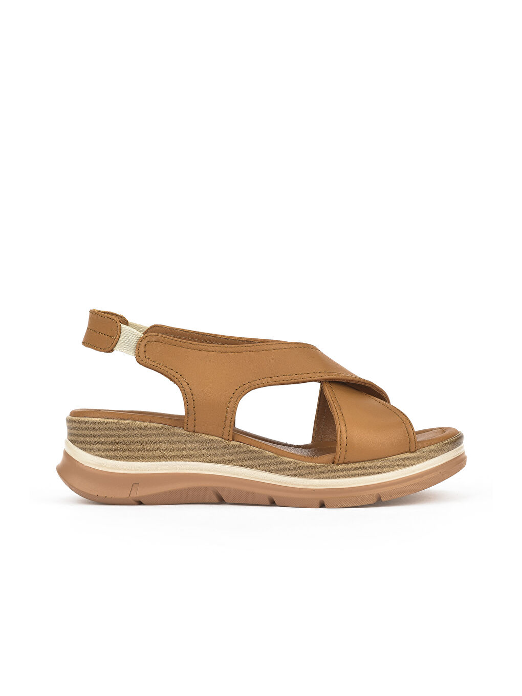 Kahverengi Kadın Hakiki Deri Dolgu Topuk Sandalet 1511020Z2562 Taba