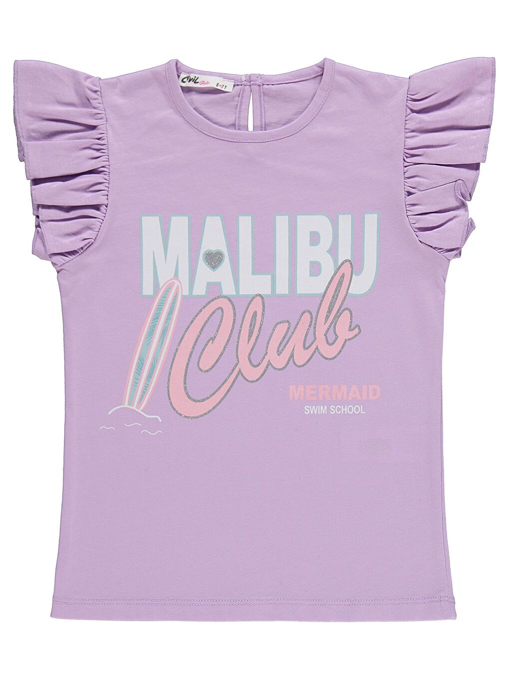 Girls Malibu Baskılı Şortlu 6-9 Yaş Takım - Lila-1