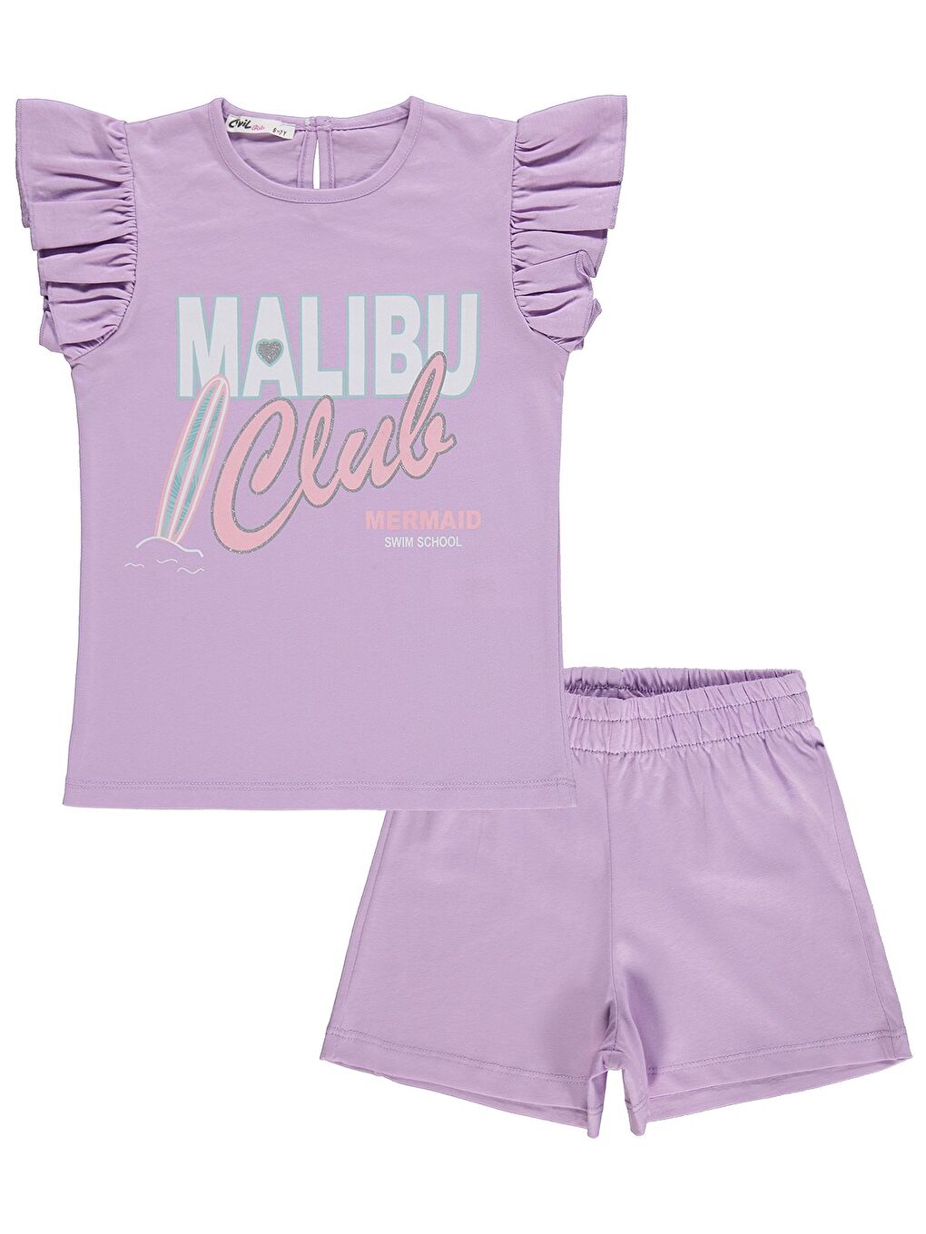 Girls Malibu Baskılı Şortlu 6-9 Yaş Takım - Lila-2