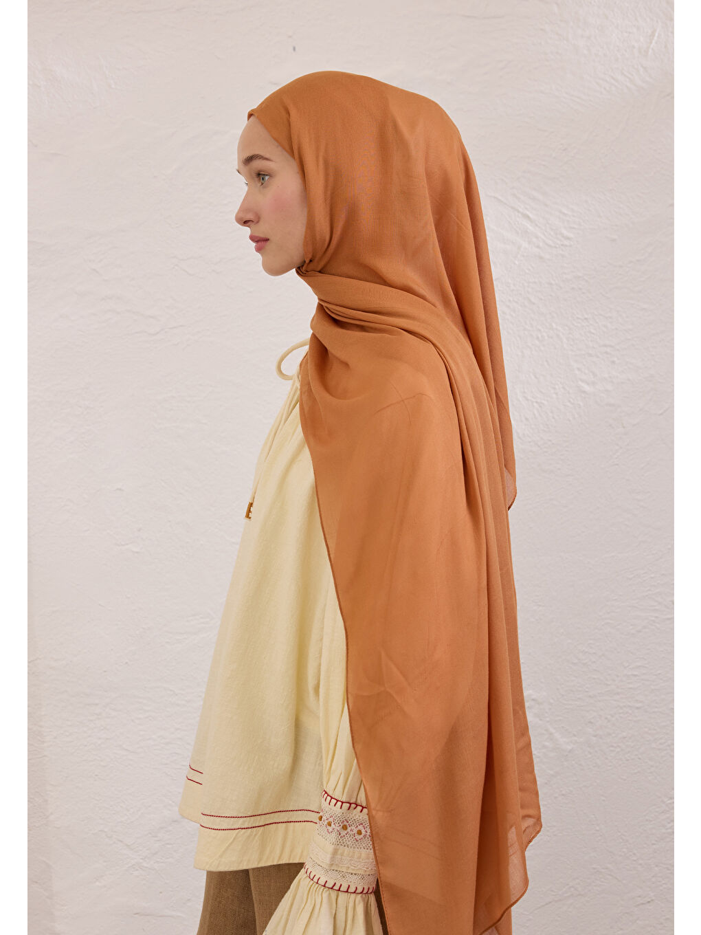 Bej Soft Viskon Şal Badem-2