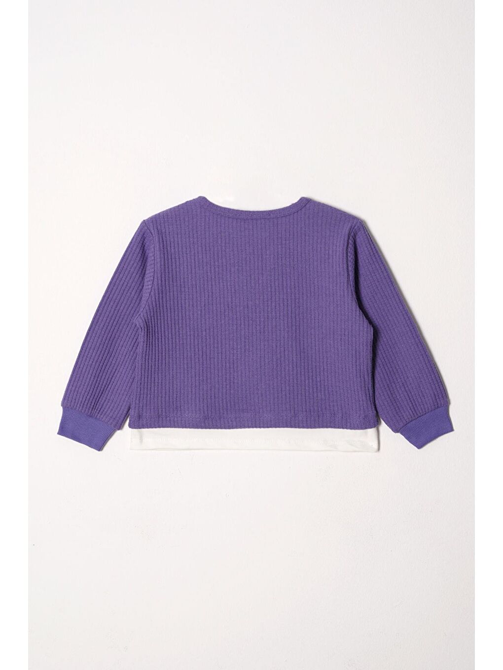 Bisiklet Yaka Uzun Kol Ayıcık Armalı Garnılı Bel Paca Lastikli Mor Renk Kız Çocuk Esofman Takım-2