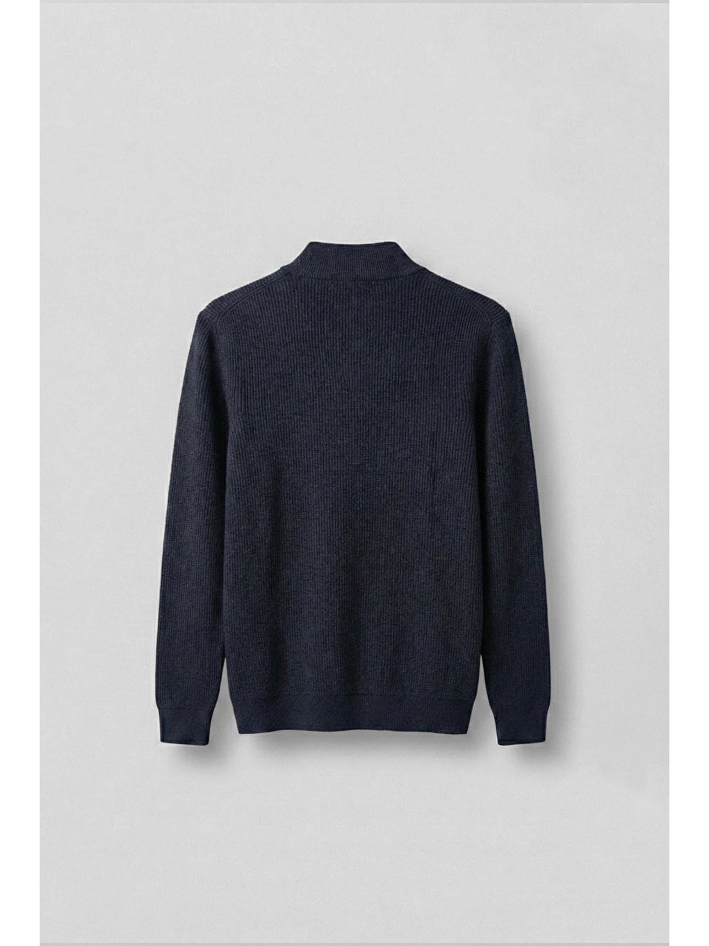 Erkek Regular Fit Fermuarlı Premium Kumaş Kazak Lacivert-1