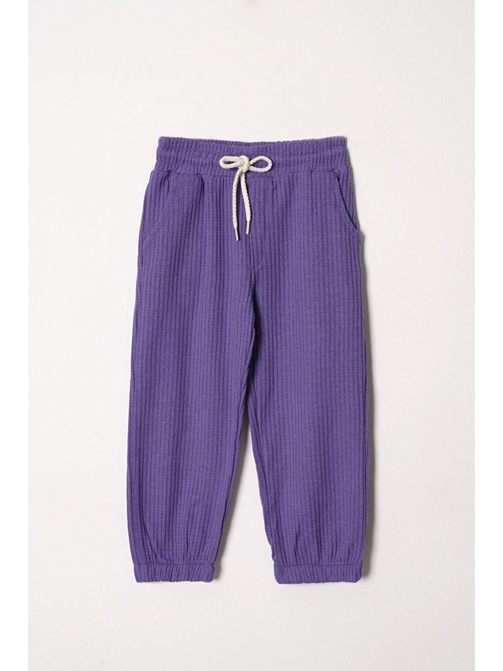 Bisiklet Yaka Uzun Kol Ayıcık Armalı Garnılı Bel Paca Lastikli Mor Renk Kız Çocuk Esofman Takım-3